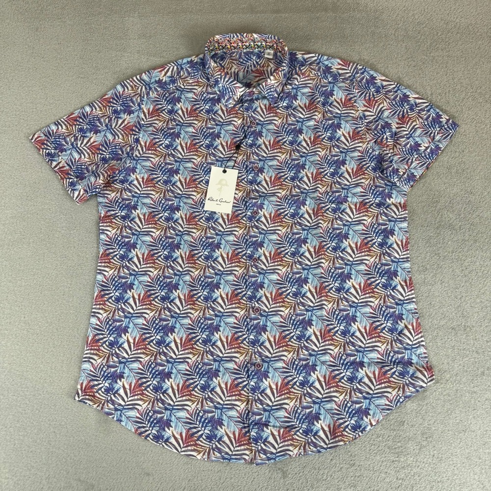 Robert Graham Teigen Linen Button-Up Shirt Mens Medium Floral $188 New NWT